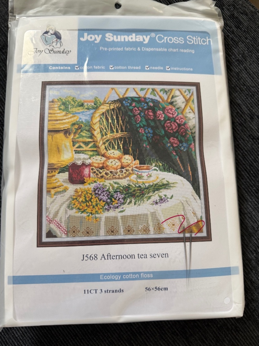 Afternoon Tea Joy Sunday Cross Stitch Kit 11 CT Aida Pre-Printed
